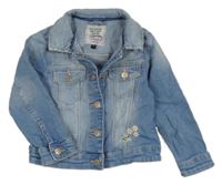 Modrá riflová bunda s kytičkami C&A