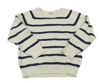 Smetanovo-tmavomodrý pruhovaný sveter Zeeman