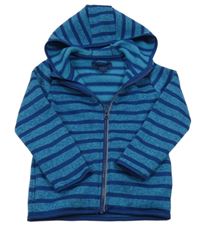 Modro-tmavomodrá pruhovaná propínací pletená mikina s kapucí Pocopiano