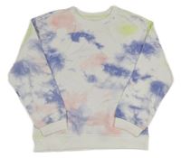 Bielo-farebná batikovaná mikina Primark
