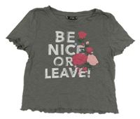 Sivé crop tričko s nápisom Page one young