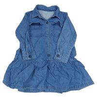 Modré rifľové šaty s golierikom St. Bernard