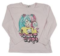 Svetloružové tričko s potlačou Page one young