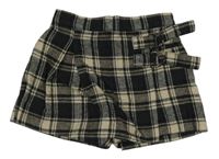 Čierno-béžové kockované sukňové kraťasy Zara