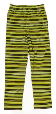 Limetkovo-sivo-oranžové pruhované legíny Miss Bonday