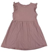 Svetlovínový é bavlnené šaty s volánikmi H&M
