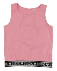 Neónově ružový rebrovaný crop top s logy C&A
