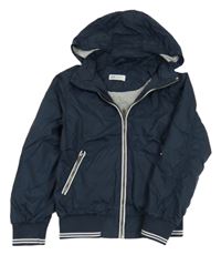 Tmavomodrá šusťáková jarní bunda s odepínací kapucí H&M