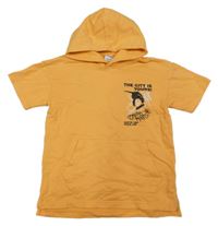 Oranžové tepláková vesta so skateboardisty a kapucňou Chapter young
