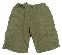 Khaki rifľové cargo kraťasy Jack & Jones