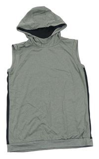Sivo-čierna melírovaná športová vesta s kapucňou POCOPIANO