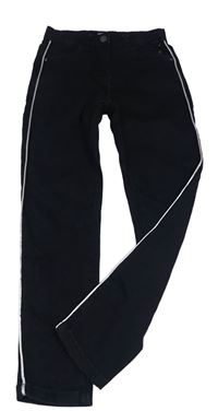 Čierne skinny teplákové rifle s pruhom HIP&HOPPS