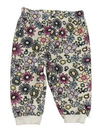 Smetanové květované sametové tepláky PRIMARK