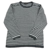 Sivo-tmavosivý pruhovaný melírovaný sveter zn. PRIMARK