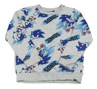 Svetlošedá -modrá melírovaná mikina so Sonicem PRIMARK