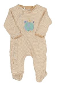 Karamelovo-biely pruhovaný overal so zeměkoulí a zvieratkami Jojo Maman Bébé