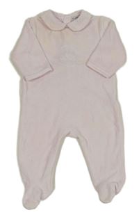 Svetloružový zamatový overal s písmenky a golierikom DP...am bébé