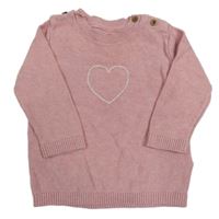 Ružový melírovaný sveter so srdiečkom M&S