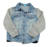 Světlemodrá riflová bunda se šedými teplákovými rukávy little kids