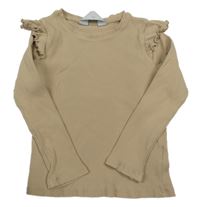 Béžové žebrované triko s volánky H&M