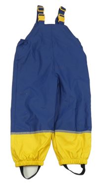 Tmavomodro/žluté nepromokavé laclové podšité kalhoty Kiki&Koko