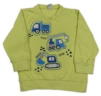 Limetková mikina so stavebními stroji Topomini