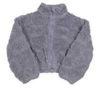 Levandulová chlpatá crop bunda so srdiečkami SHEIN