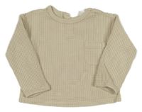 Svetlobéžová rebrovaná oversize mikina s vreckom H&M