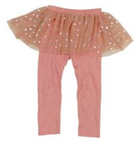 Světlerůžové legíny s broskvovou tylovou sukní se srdíčky lupilu