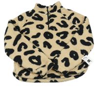 Nové - béžovo-černá vzorovaná huňatá mikina St. Bernard