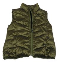 Tmavokhaki lesklá prešívaná šušťáková zateplená obojstranná vesta mayoral