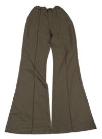 Hnědo-černé kostkované flare high waist chino kalhoty H&M