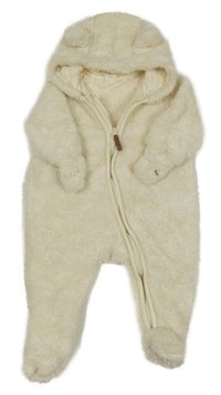 Smotanová huňatá podšitá kombinéza s kapucňou s uškami H&M