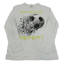 Biele tričko s loptou a skvrnkami a nápismi PRIMARK