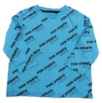 Modré triko s nápisy 