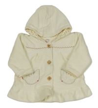 Smetanový feecový podšitý kabátek s kočičkami a kapucňou Next