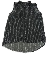 Čierna šifónová průsvitná letná blúzka so šípmi  Page one young