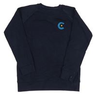 Tmavomodrá melírovaná mikina s potlačou