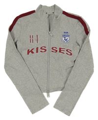 Sivá melírovaná prepínaci futbalová crop mikina Real Madrid a číslem a pruhom Tally Weijl