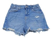 Modré high rise rifľové kraťasy s vyšúchaním PRIMARK