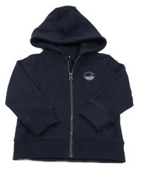 Tmavomodrá prepínaci tepláková mikina s nášivkou a kapucňou SOULCAL&CO