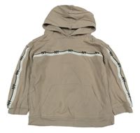 Béžová mikina s písmenky a pruhmi a vreckom a kapucňou Matalan