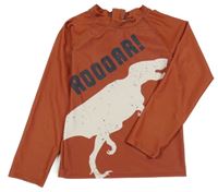 Rezavé UV triko s dinosaurem PUSBLU