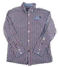 Tmavomodro-červeno-bielo-modrá kockovaná košeľa C&A