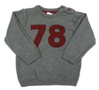 Tmavosivý melírovaný sveter s číslom H&M