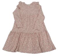 Světlerůžové šaty s kytičkami a volánky PRIMARK