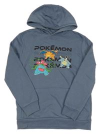 Tmavomodrošedá mikina s pokémony a kapsou a kapucí PRIMARK