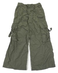 Khaki cargo šusťákové kalhoty H&M
