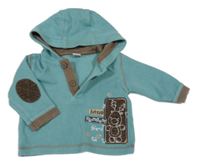Modrozeleno-hnedá mikina so sobom a kapucňou TU