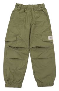 Khaki cargo cuff šušťákové nohavice s nášivkou SHEIN